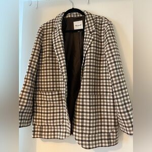 Madewell blazer wool brown print